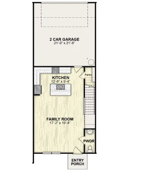 2D floor plan layout of this home in Whaley Grove Townhomes, St. Cloud, FL (Image 3).
