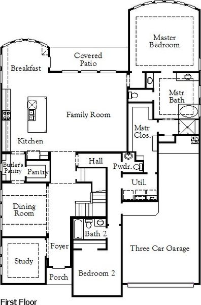2D floor plan layout of this home in The Grove at Blackhawk, Pflugerville, TX (Image 5).
