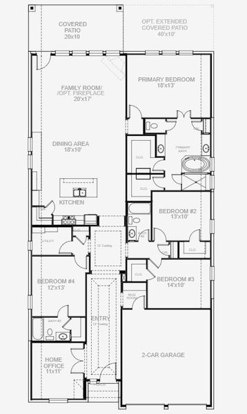 2D floor plan layout for the 2529W by Perry Homes in Two Step Farm 50', Montgomery, TX (Image 5).