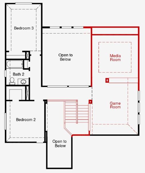 2D floor plan layout of this home in Dunham Pointe 50', Cypress, TX (Image 3).