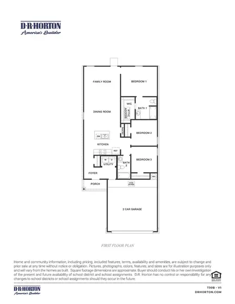 2D floor plan layout for the Barton by D.R. Horton in Watermark, Alvin, TX (Image 3).