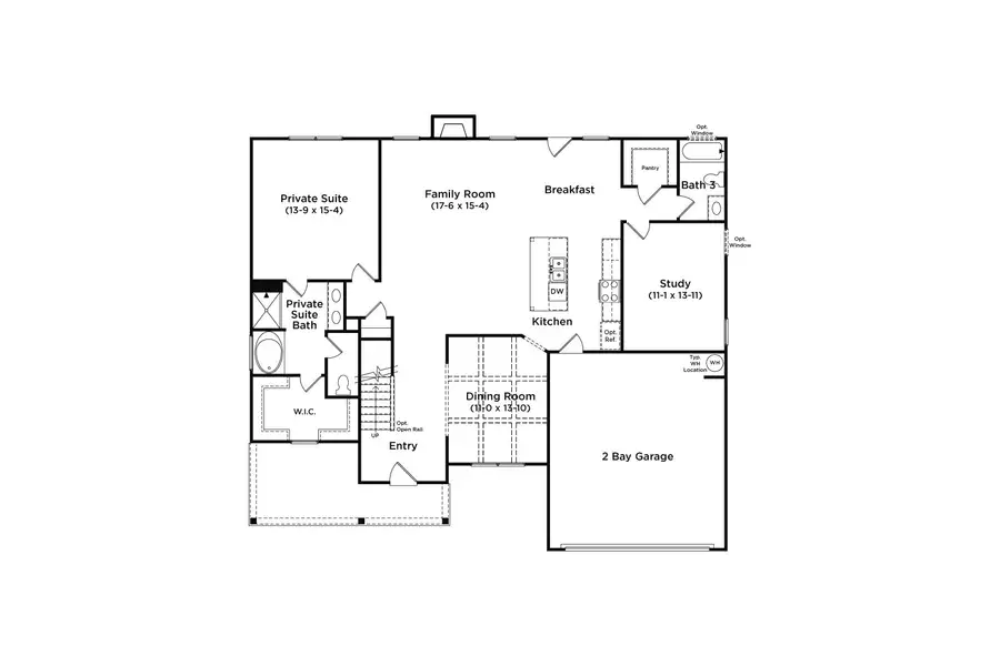 2D floor plan layout for the Meridian II by DRB Homes in Everson, Snellville, GA (Image 3). 2D floor plan layout for the Meridian II by DRB Homes in Everson, Snellville, GA (Image 3).
