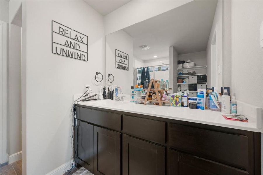 Bathroom with vanity and a shower Bathroom with vanity and a shower
