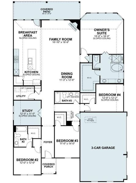 2D floor plan layout of this home in Lone Star Landing, Montgomery, TX (Image 4).