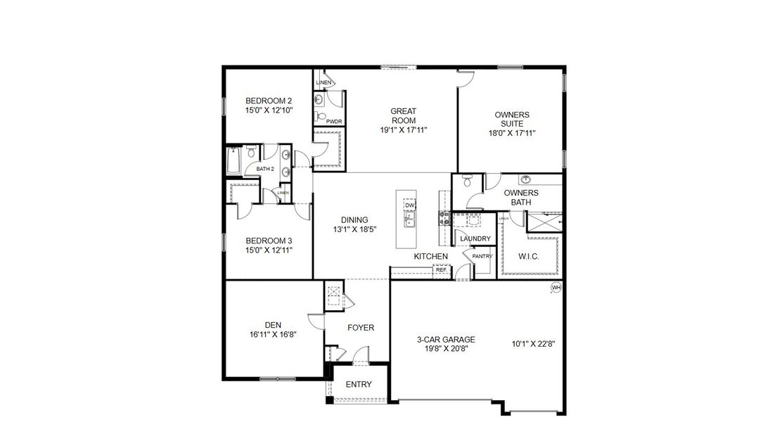 2D floor plan layout for the Naples by Holiday Builders in Port Charlotte, Port Charlotte, FL (Image 3).