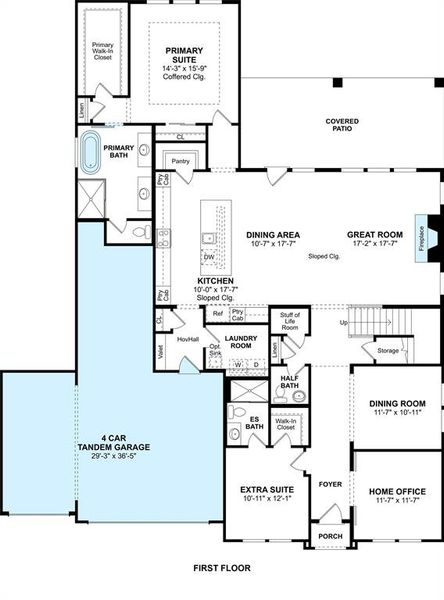 The Stirling floor plan by K. Hovnanian Homes. 1st Floor Shown. *Prices, plans, dimensions, features, specifications, materials, and availability of homes or communities are subject to change without notice or obligation.