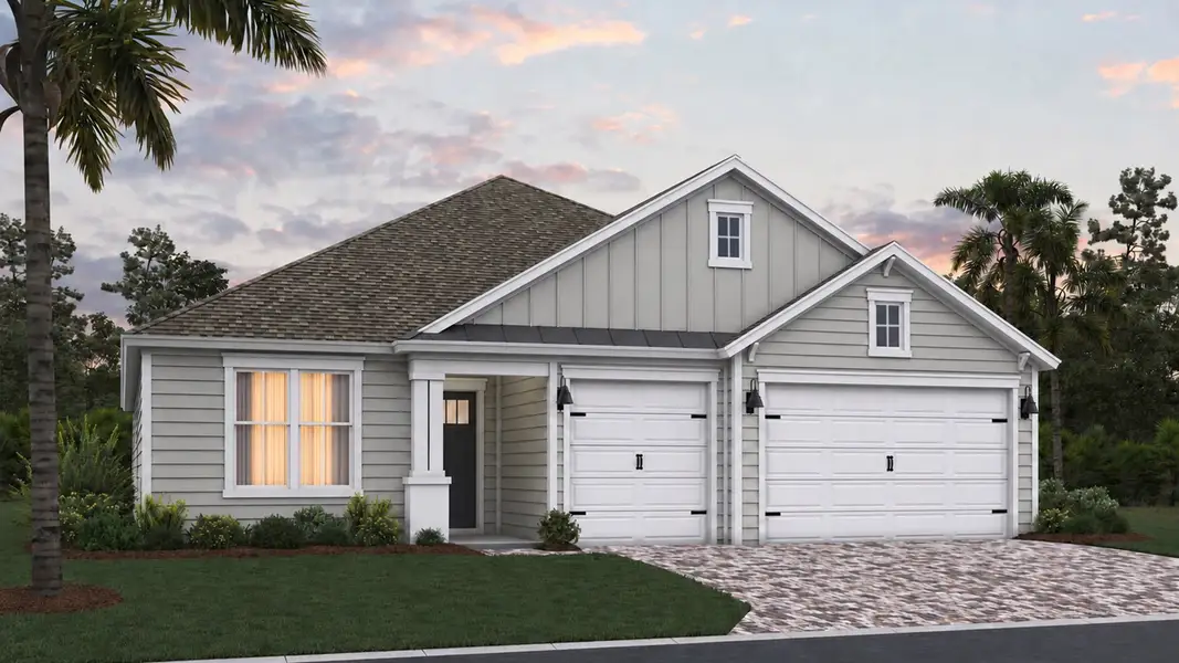 Representative exterior photo of a completed home built from the Frasier by D.R. Horton in Broward Key, Jacksonville, FL (Image 1). Representative exterior photo of a completed home built from the Frasier by D.R. Horton in Broward Key, Jacksonville, FL (Image 1).