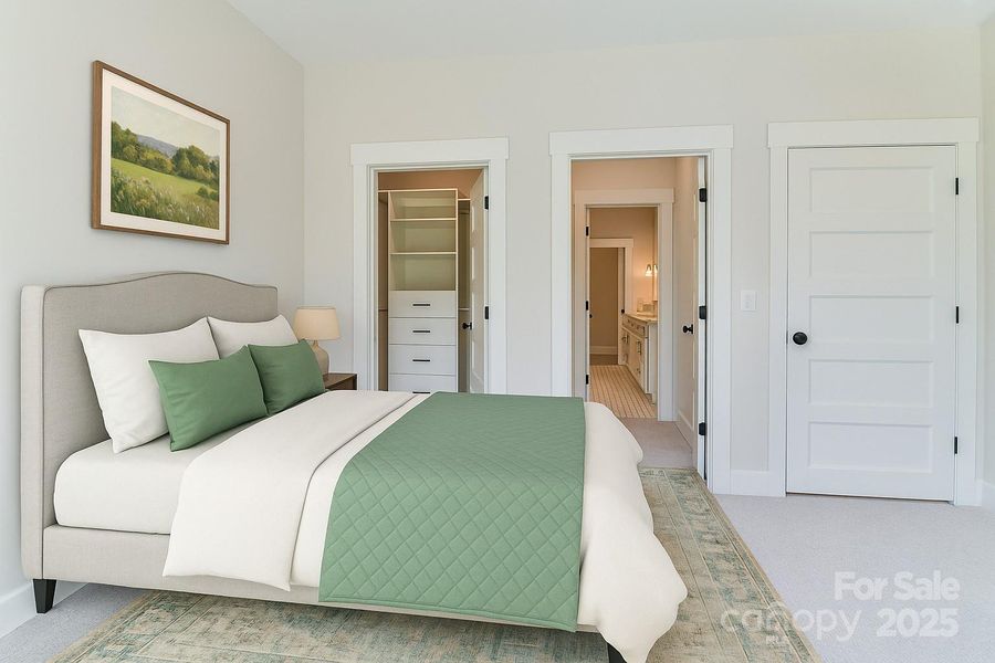 Bedroom with Jack & Jill bath. Virtually staged.