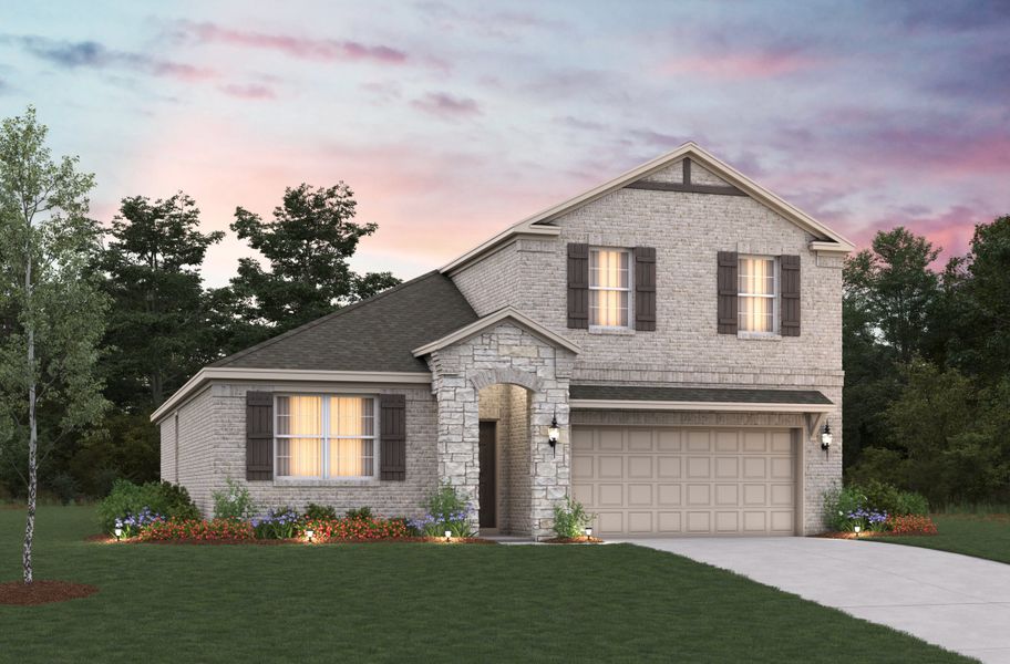 Representative exterior photo of a completed home built from the Berkshire by Beazer Homes in Stark Farms, Denton, TX (Image 1). Representative exterior photo of a completed home built from the Berkshire by Beazer Homes in Stark Farms, Denton, TX (Image 1).
