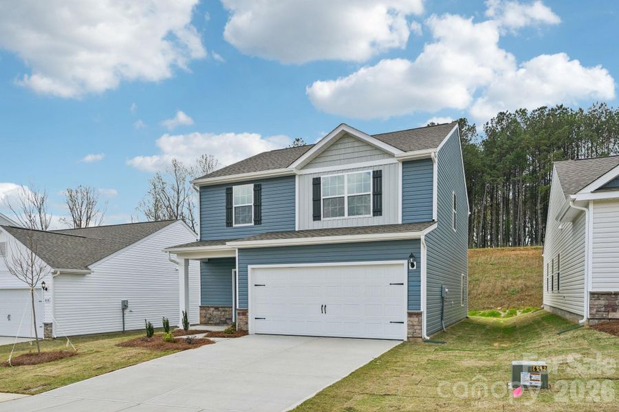 Front exterior of a new home in Willow Estates, Shelby, NC, highlighting curb appeal (Image 20).