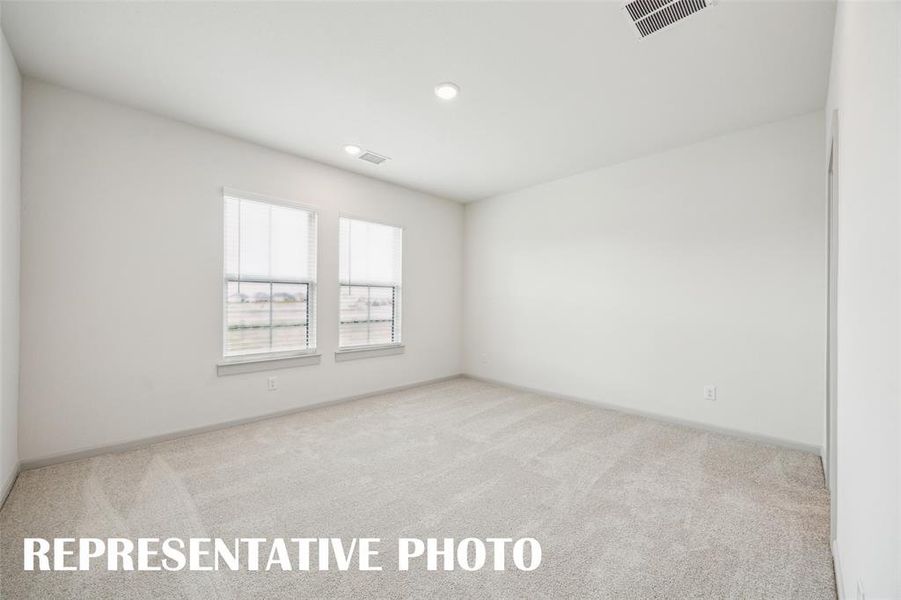 You'll find nicely sized secondary bedrooms in our Gaston plan.  REPRESENTATIVE PHOTO