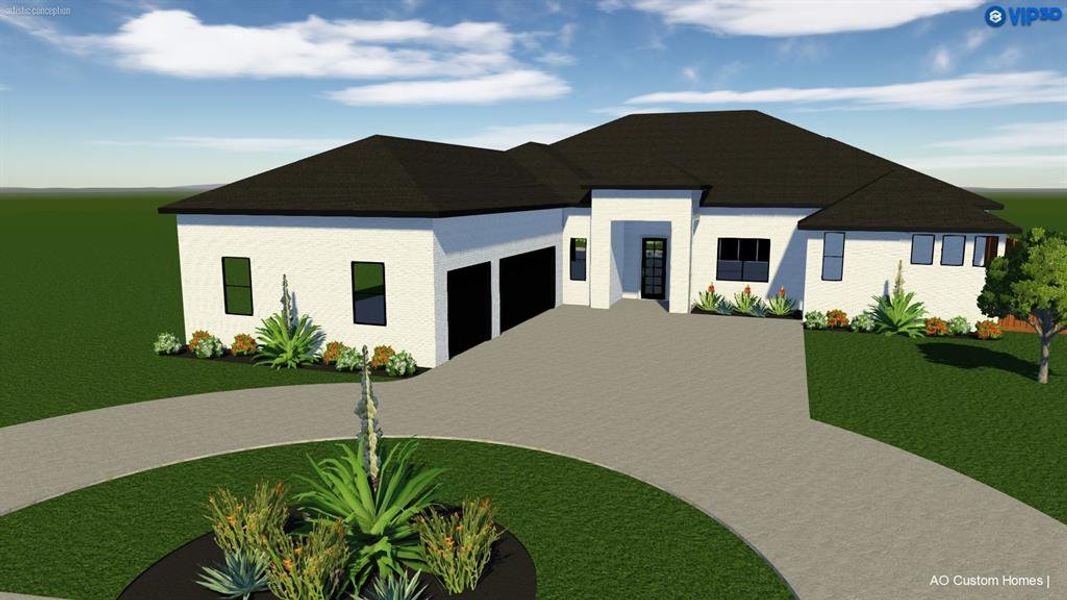 Artist Rendering of the Front Elevation and Circle Driveway