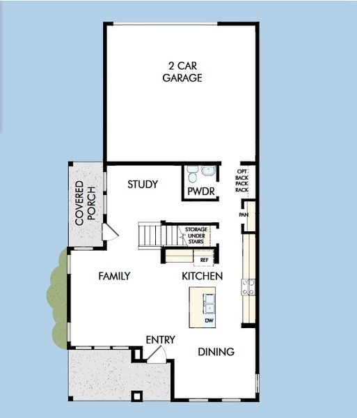 2D floor plan layout for the The Rainey by David Weekley Homes in The River District - Pioneer Collection, Charlotte, NC (Image 3).