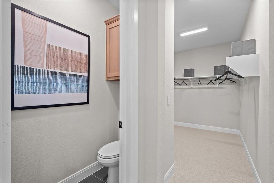 Bathroom featuring a walk in closet and baseboards
