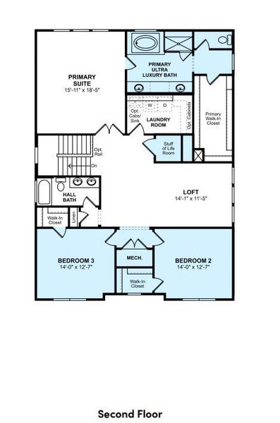 2D floor plan layout of this home in Liberty Hill Farm, Mount Pleasant, SC (Image 4).