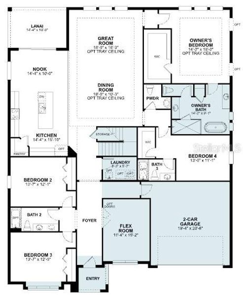 2D floor plan layout of this home in Emerson Pointe, Apopka, FL (Image 5).