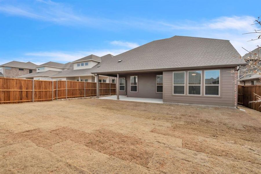 Exterior details and patio area of a home in The Landing at Hidden Lakes, McKinney (Image 3).