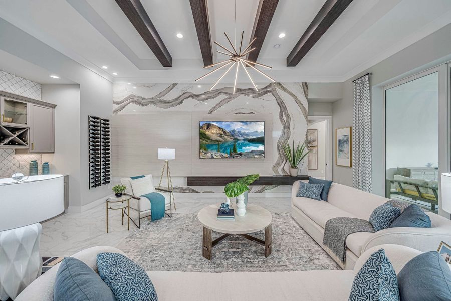 2D floor plan layout for the Sand Dollar Grande by GHO Homes in The Strand, Indian River Shores, FL (Image 28).