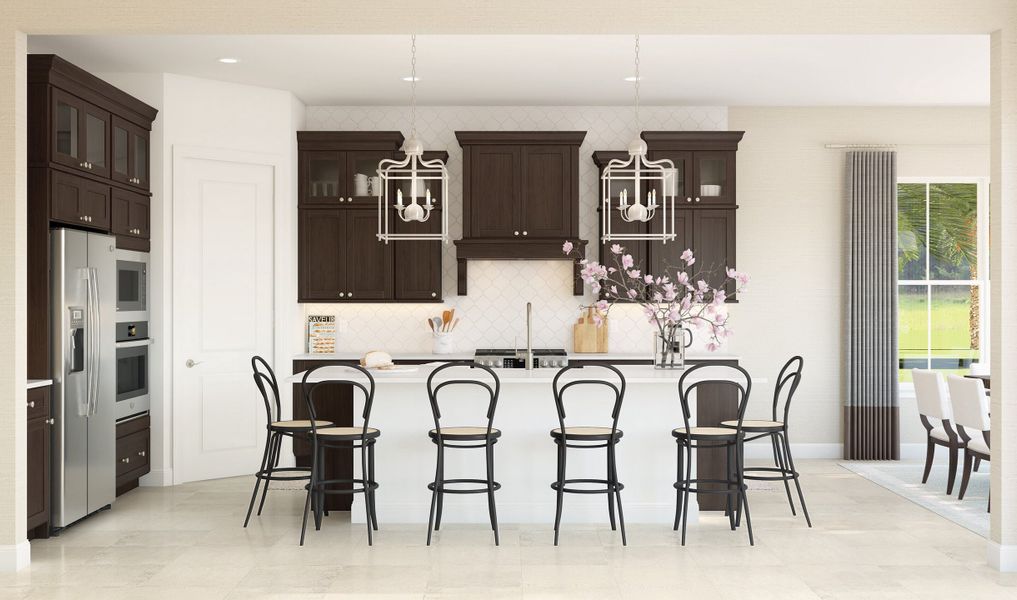 Classic Look kitchen with glass upper cabinets