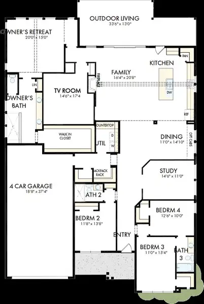 2D floor plan layout of this home in Sienna - Parkview Collection, Missouri City, TX (Image 2). 2D floor plan layout of this home in Sienna - Parkview Collection, Missouri City, TX (Image 2).