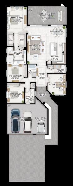 2D floor plan layout for the Palazzo II by GL Homes in Valencia Vista at Riverland, Port St. Lucie, FL (Image 4).