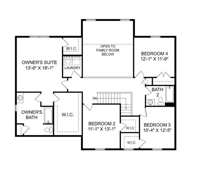 2D floor plan layout for the Magnolia by Keystone Custom Homes in Preserve at Mayes Meadow, Huntersville, NC (Image 6).