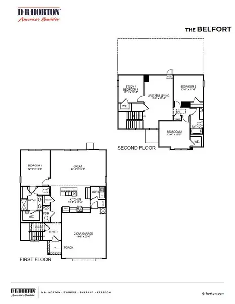 2D floor plan layout of this home in Woodbridge Glen Single Family, Lebanon, TN (Image 2).