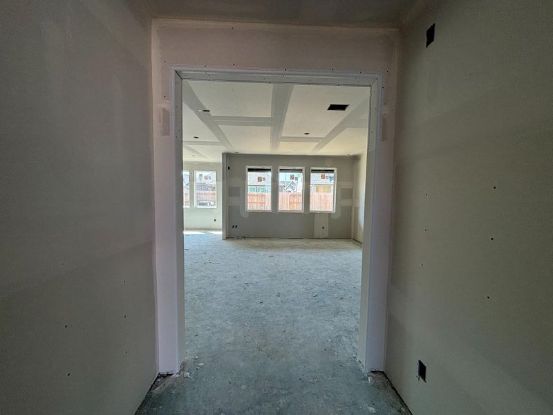 Construction progress - hallway leading to open concept living space