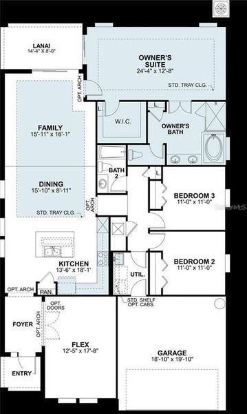 2D floor plan layout of this home in Shortgrass at Two Rivers, Zephyrhills, FL (Image 4).