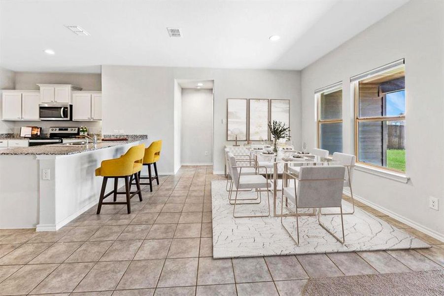 Dining area, digitally staged