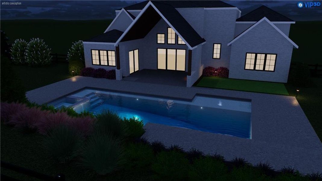 Exterior rendering of this home design in Lyndon Creek, Milton, GA (Image 5).