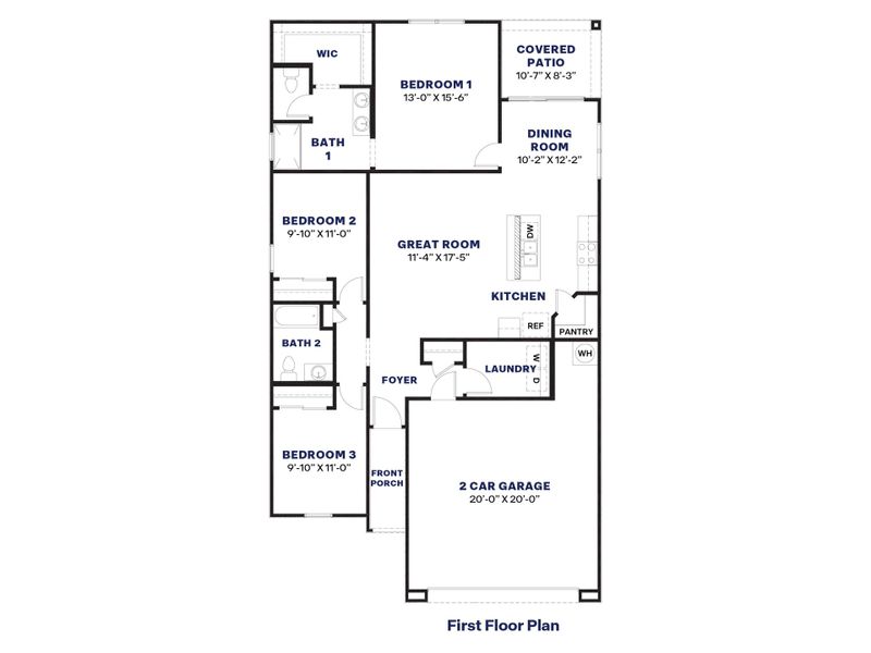 2D floor plan layout for the Baxter by D.R. Horton in Quail Ranch, San Tan Valley, AZ (Image 3).