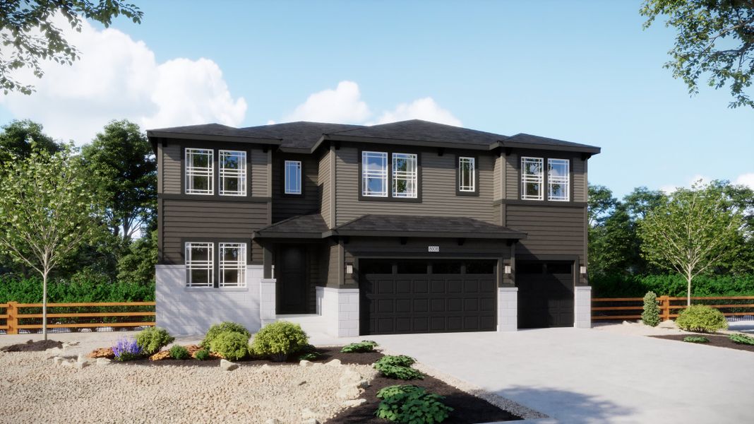 Representative exterior photo of a completed home built from the Plan 5006 by New Home Co. in The Estates Collection at Talon Pointe, Thornton, CO (Image 15). Representative exterior photo of a completed home built from the Plan 5006 by New Home Co. in The Estates Collection at Talon Pointe, Thornton, CO (Image 15).