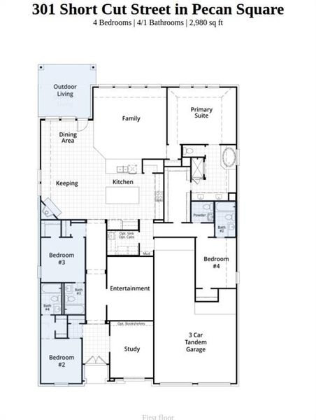 2D floor plan layout of this home in Pecan Square, Northlake, TX (Image 2).
