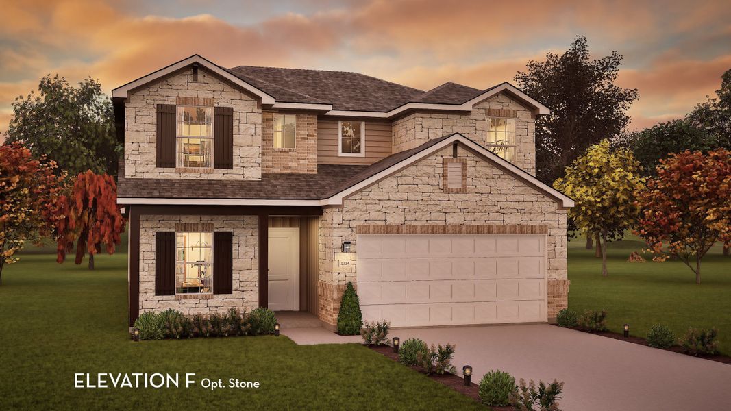 Representative exterior photo of a completed home built from the Blanco by CastleRock Communities in Sunfield, Buda, TX (Image 15).