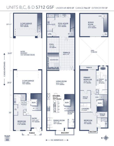 2D floor plan layout of this home in , Boca Raton, FL (Image 2).