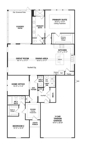 2D floor plan layout for the Taylor by K. Hovnanian® Homes in K. Hovnanian's® Four Seasons at Lakes of Cane Bay, Summerville, SC (Image 3).