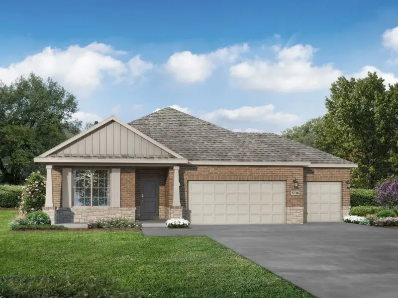 Front exterior of a new home in Waverly Estates, Josephine, TX, highlighting curb appeal (Image 2). Front exterior of a new home in Waverly Estates, Josephine, TX, highlighting curb appeal (Image 2).