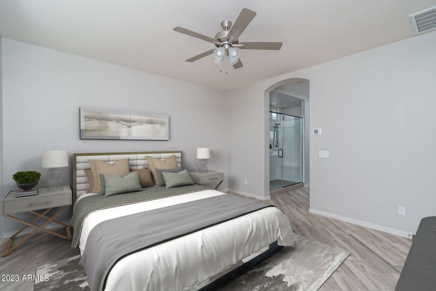 Furnished interior in a model home at Calistoga at Estrella Commons in Goodyear (Image 28). Furnished interior in a model home at Calistoga at Estrella Commons in Goodyear (Image 28).