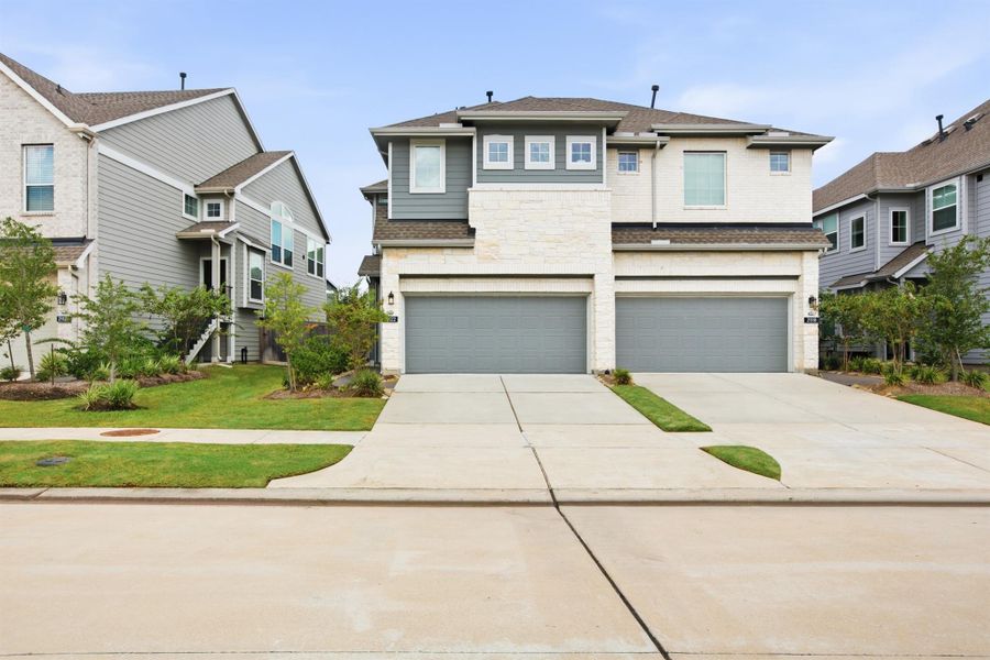 Front exterior of a new home in , Cypress, TX, highlighting curb appeal (Image 25).