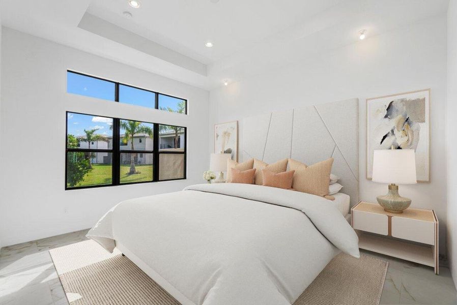 vitually staged primary suite