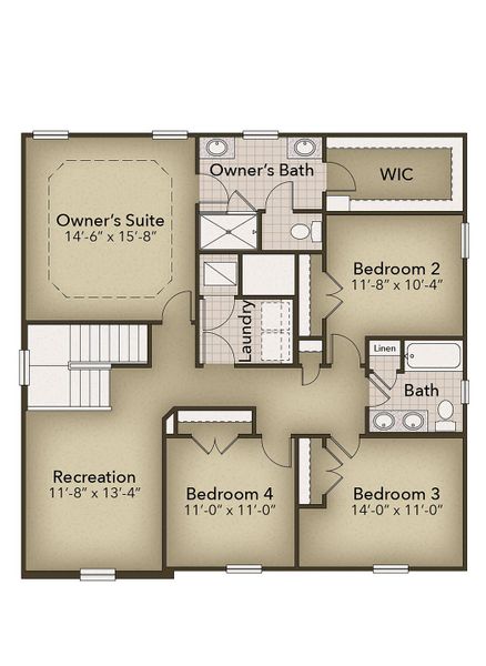 2D floor plan layout for the The Poppy by Chesapeake Homes in The Willows, Loris, SC (Image 4).