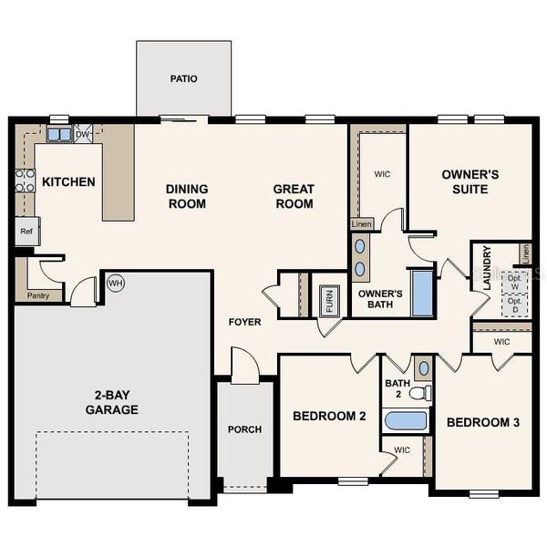 2D floor plan layout of this home in Grand Oaks, Avon Park, FL (Image 2).