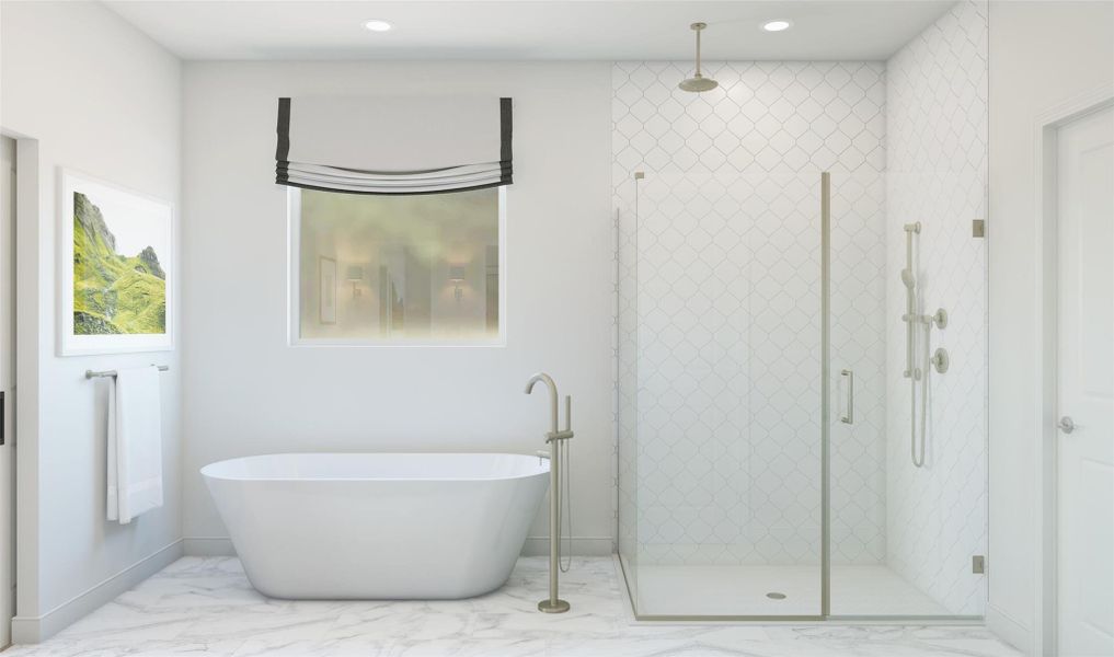 Serene primary bath (*Artist rendering used for illustration purposes only.) Serene primary bath (*Artist rendering used for illustration purposes only.)