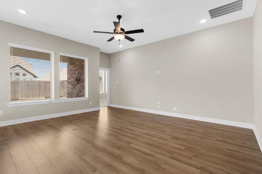 Living room with wall of windows for natural light