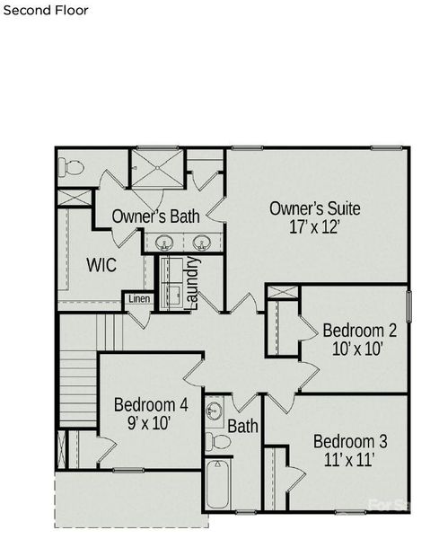 2D floor plan layout of this home in Cedar Meadows, Monroe, NC (Image 4).