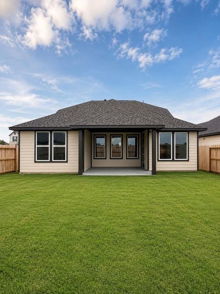 Spacious backyard with extended covered patio Spacious backyard with extended covered patio