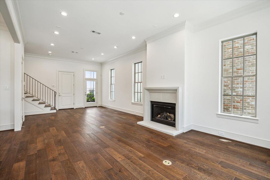 Open layout first-floor living plan, light and bright!