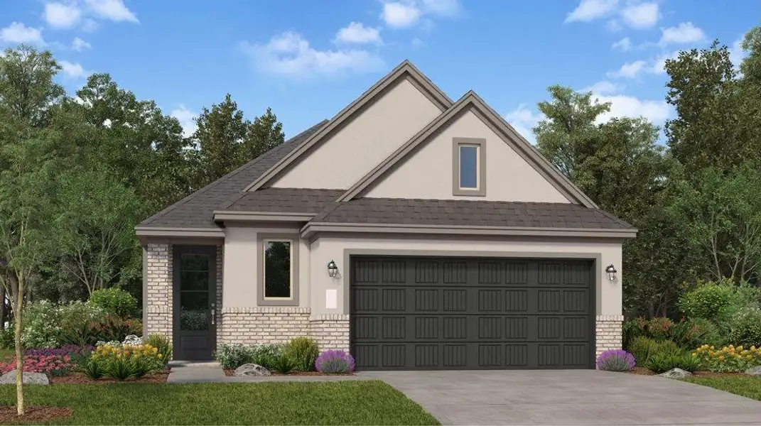Front exterior of a new home in Moore Landing: Avante Collection, Magnolia, TX, highlighting curb appeal (Image 1).