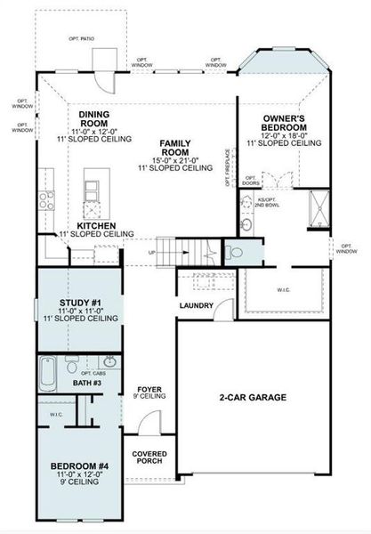 2D floor plan layout of this home in Woodstone, Providence Village, TX (Image 3).